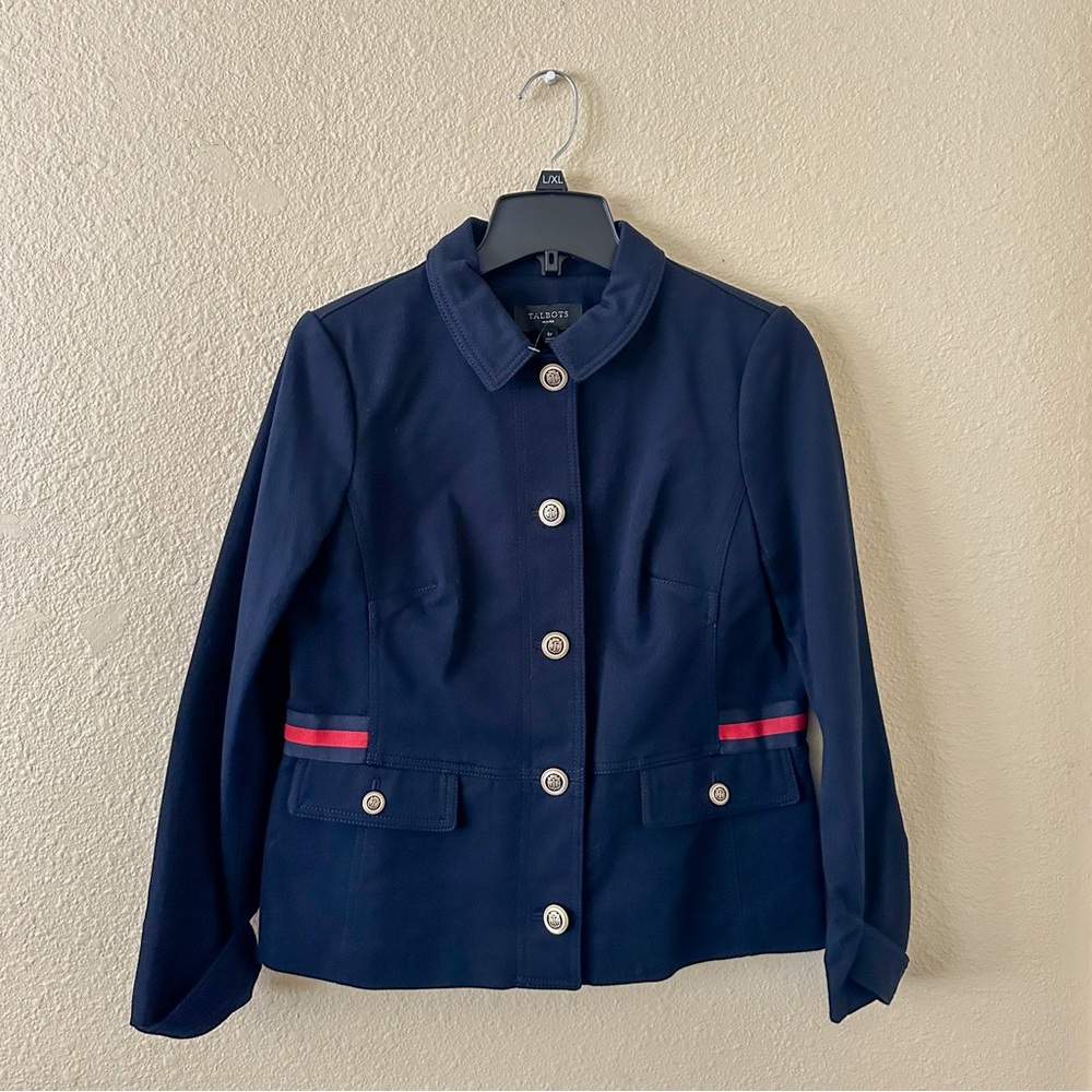 NWT Talbots Dark Blue Blazer Jacket with Red Accents